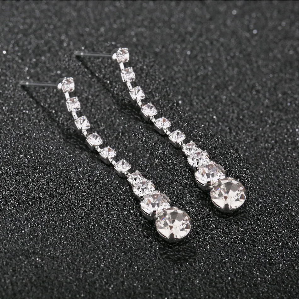Collar y pendientes de plata con forma de gota de agua, juego de dos piezas, perfecto para realzar tu elegancia diaria.