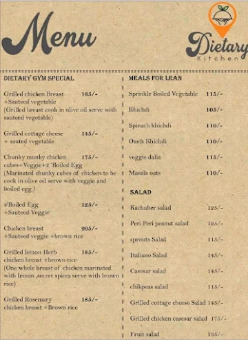 Dietary Kitchen menu 