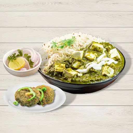 Palak Paneer Rice Bowl With Hara Bhara Kebab