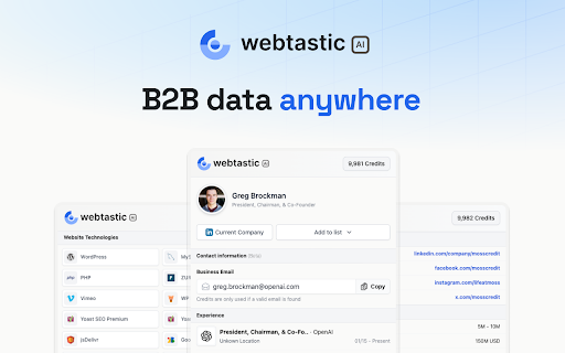 Webtastic AI: B2B data anywhere