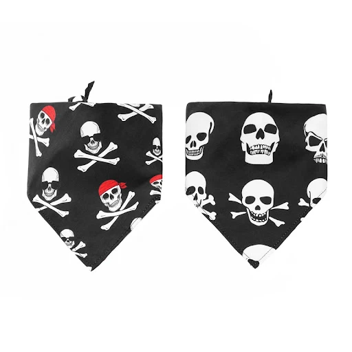 Halloween Dog Bandana Skull Printed Adjustable Reversible Triangular Bandage for Small Dogs Cats Pet Accessories Dog Pro
