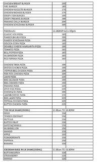 Fire Birds Sports Cafe menu 2