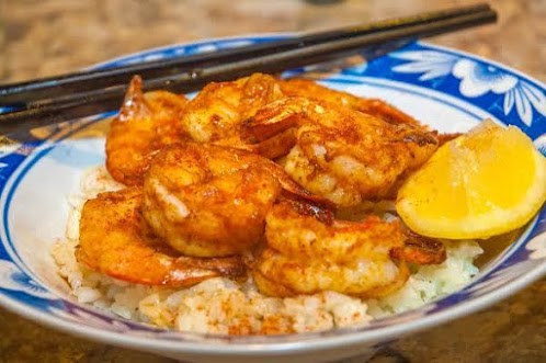 Air Fryer Spicy Shrimp on Rice