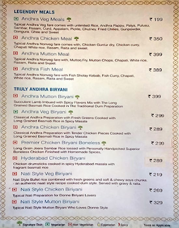 Nandhini Deluxe menu 