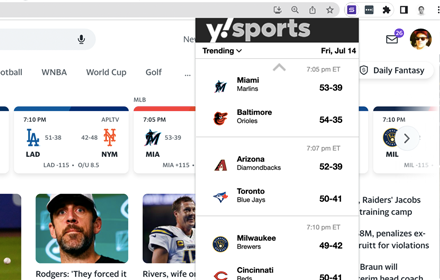 Yahoo Sports OneClick chrome extension