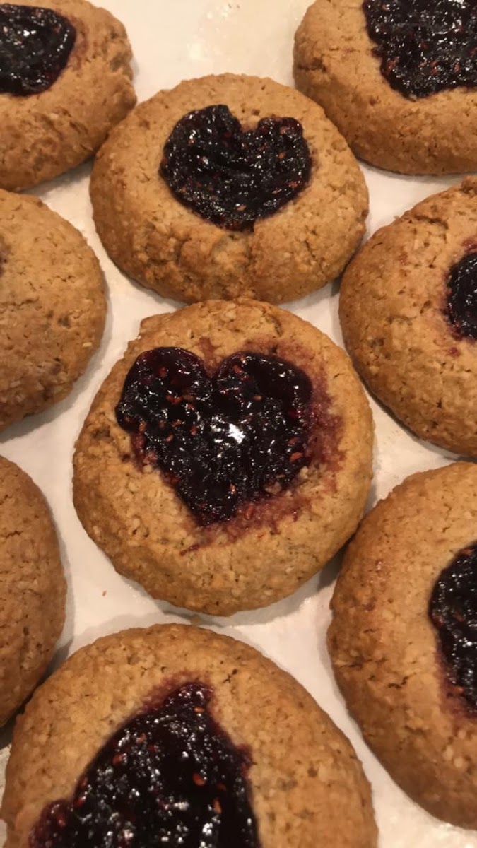 Raspberry Walnut Thumbprint Cookies - GF, V