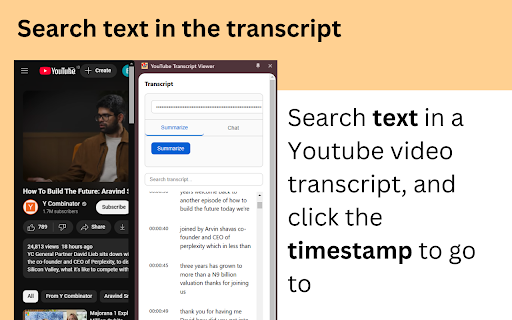 YouTube Transcript Plus - full transcript, AI chat with video & summary Preview 3