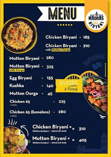 Madras Bai Briyani menu 