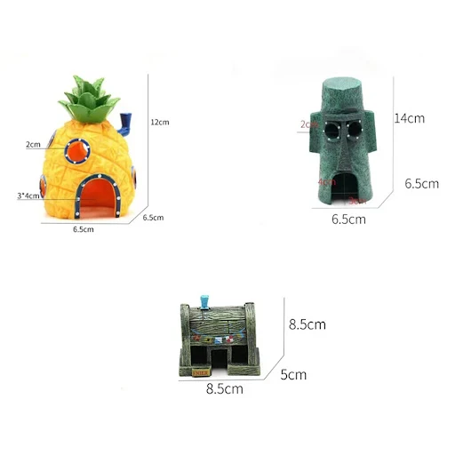Cartoon Fish Tank Decor Figures Ornaments Simulation Pineapple House Resin Fish Tank Decoration Landscaping Aquarium Acc