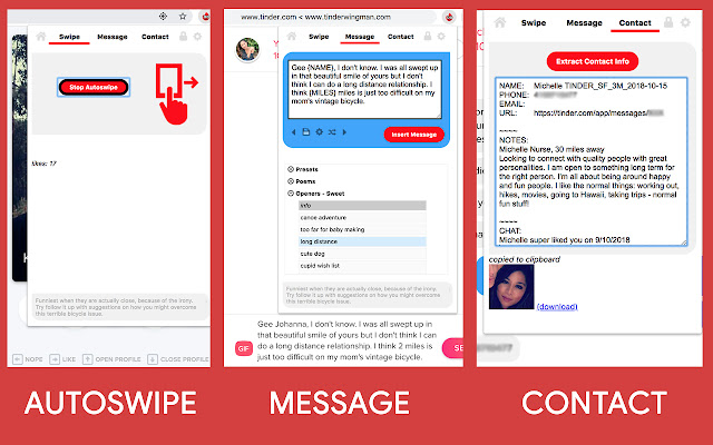 Dating App Wingman (autolike > auto message) chrome extension