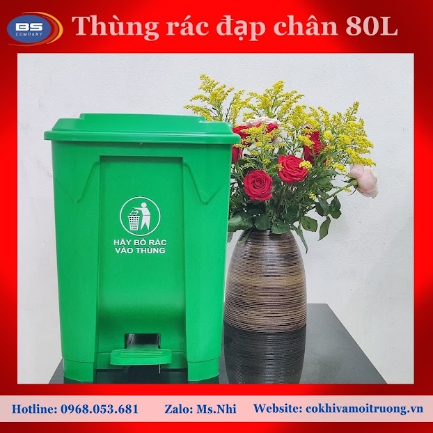 Thùng rác trong nhà 80L loại đạp chân