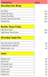 The Mumbai Pav Bhaji menu 2