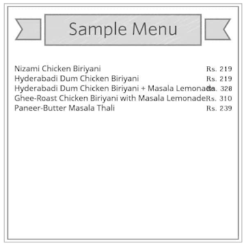 Soroush Biriyani menu 