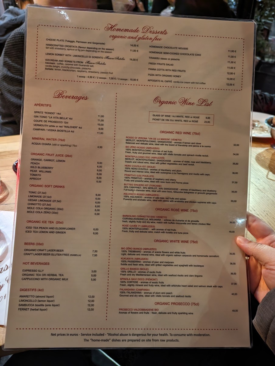 Tasca gluten-free menu