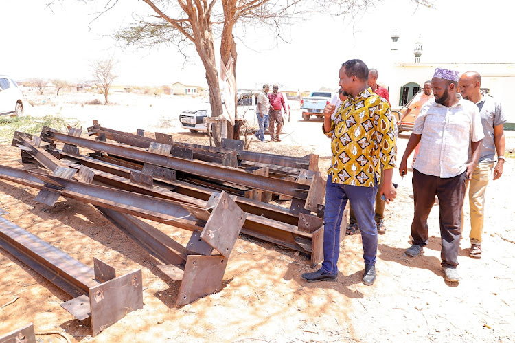 Garissa Deputy Governor Abdi Dagane during a fact-finding mission on two major water projects in Garissa town.