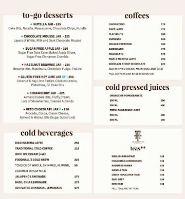 The Cafe by Foodhall menu 