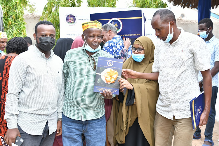 Activists from Garissa after the launching the standard operating procedures manual and rapid reference guide on FGM cases.