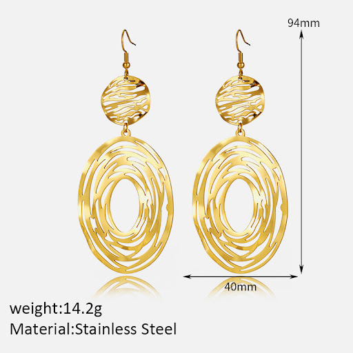 Title 2, Retro Titanium Steel Earrings Peach Heart Hollo...