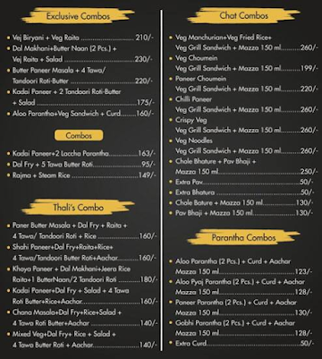 The Punjabi Take Away menu 