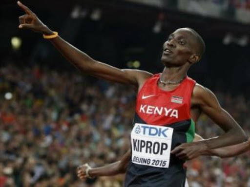 Asbel Kiprop when he won the men's 1500 metres final during the 15th IAAF World Championships at Beijing, China, August 30, 2015. /FILE