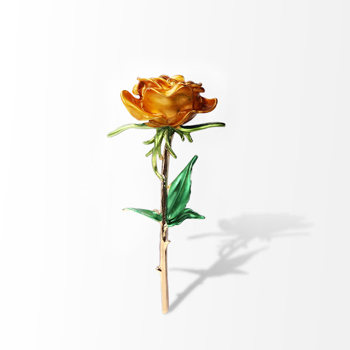 Title 1, Elegante rozenbloem broche voor dames. Bloemige...