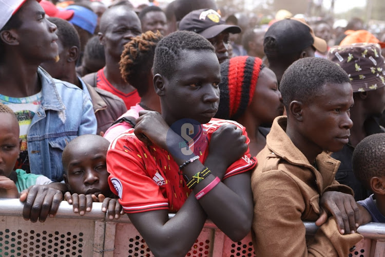 Crowd build up at Kamukunji Grounds where Azimio leader Raila Odinga is set to hold a rally on January 23.