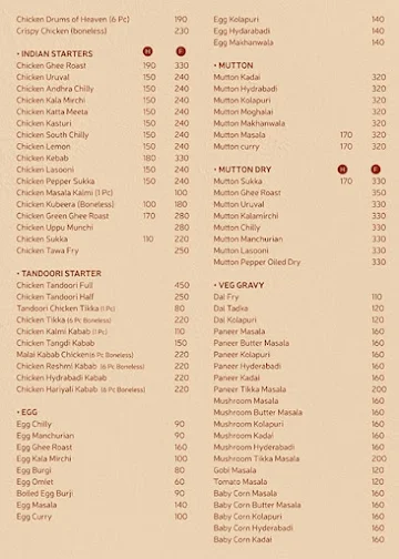 Mayur Kitchen menu 