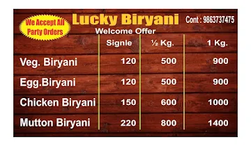 Lucky Biryani menu 
