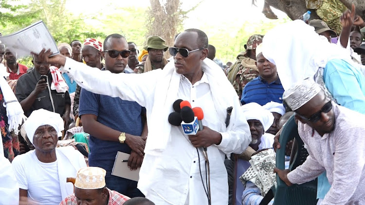 Interior CAS and former Tana River Governor Hussein Dado at Wayu grounds in Galole constituency.