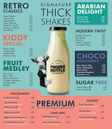 Frozen Bottle - Milkshakes, Desserts And Ice Cream menu 