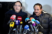 Abdul Malik al-Hajry and Abdul Majid Hanash of the Houthi rebel delegation, speak at a news briefing during the ongoing peace talks on Yemen held at Johannesberg Castle in Rimbo near Stockholm, Sweden December 8, 2018. 