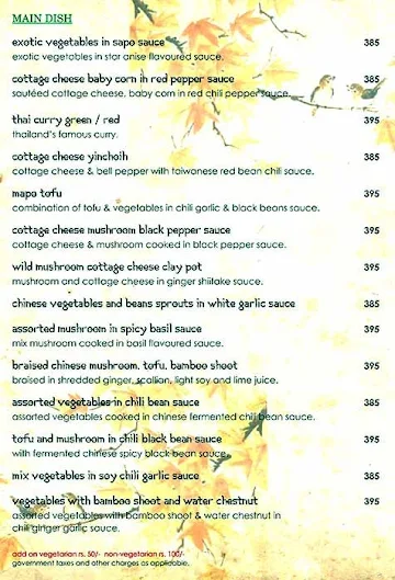 Facing East menu 