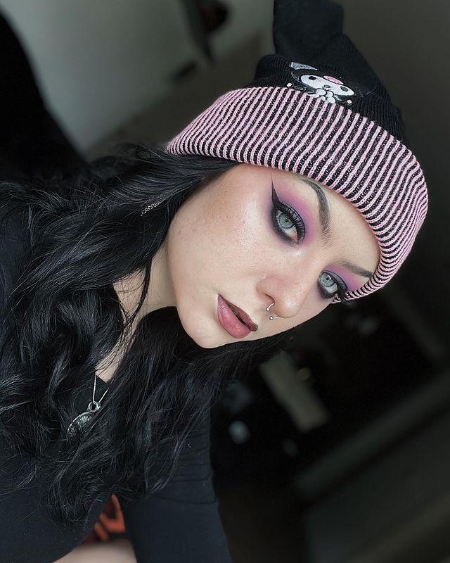 Purple and Black Liner Emo Makeup