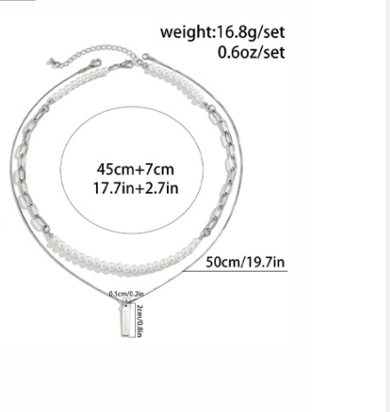 Title 1, Mens Titanium Steel Tag Pearl Necklace. A soph...