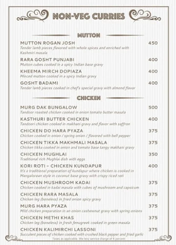 Saaga - The Royale Senate Hotel menu 