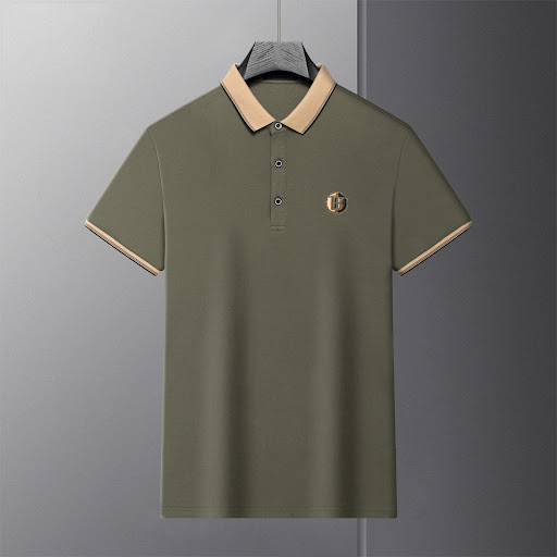 Title 5, Pique Lapel T-shirt with Embroidered Rhinestone...