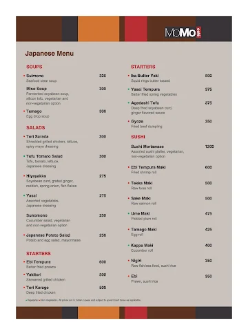 Momo Cafe - Courtyard By Marriott Pune Chakan menu 