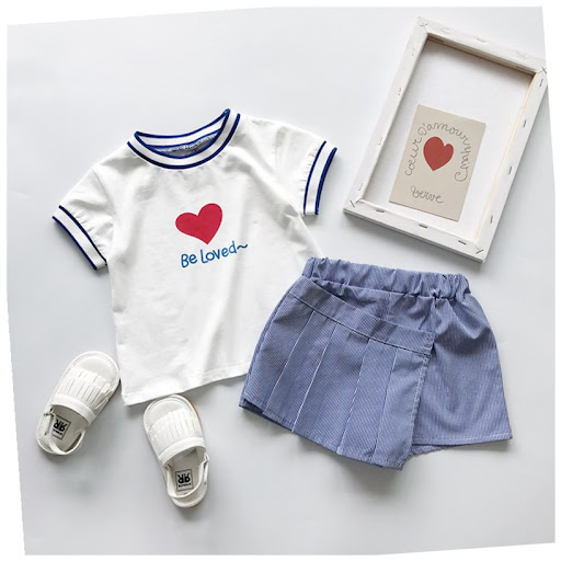 Title 5, Girls Dress Printing Short Sleeve Blouse And Sh...