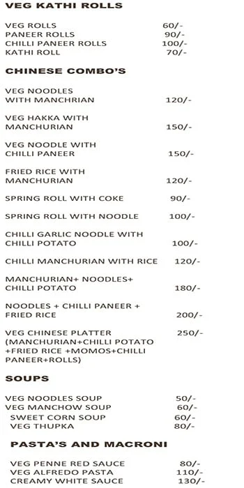 The  Cafe Canteen menu 