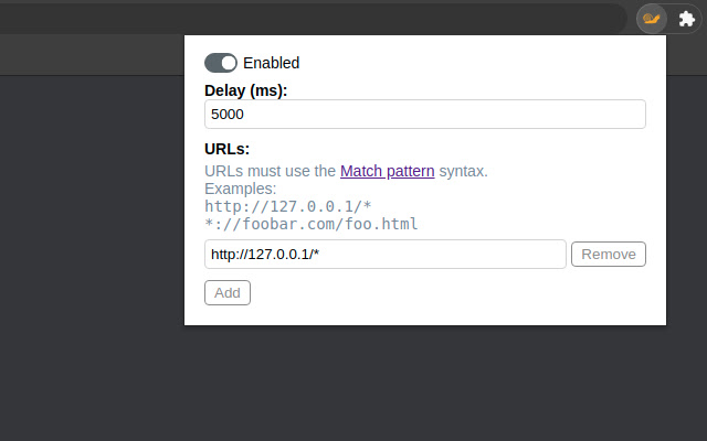 URL Throttler chrome extension