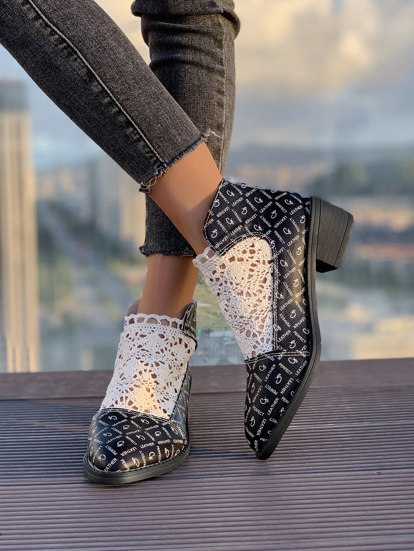 Title 11, Zapatos de tacón grueso para mujer de gran tama...