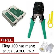 <<< Hot Combo Bộ 3 Món >>> Bao Gồm : Kìm Bấm Mạng + Hộp Test Mạng + Đầu Bấm Dây Mạng (100 Hạt)+Pin (Oem)