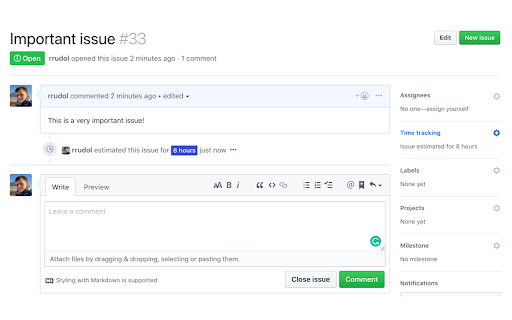 Time Tracking for Github Issues Preview 3