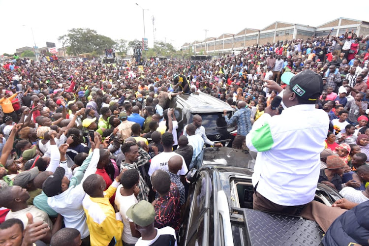 Kenya Kwanza co-principal Musalia Mudavadi during a political rally in South B, Nairobi on June 4, 2022.