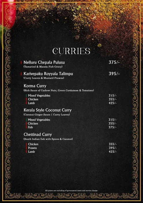 Erra Karam menu 