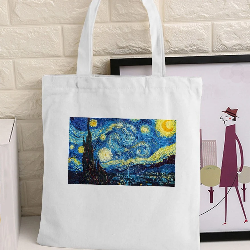Sac de toile rétro avec impression de peinture à l'huile de Vincent Van Gogh, un accessoire élégant et pratique pour transporter vos essentiels.