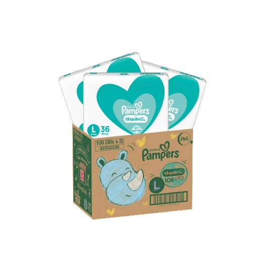 Thùng 3 gói Tã quần Pampers giữ dáng L36x3 cho bé 9-14kg (size L -108 miếng)