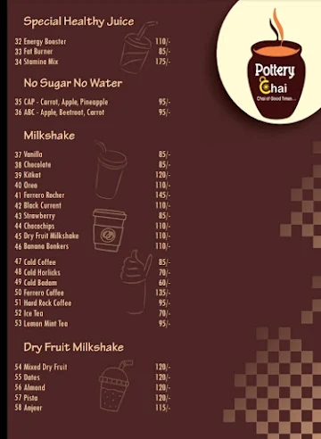 Pottery Chai menu 