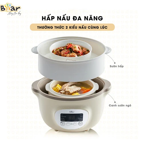 Nồi nấu chậm Bear SUBE002 1,6L (kem)