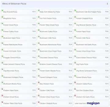 Bossman Pizza menu 